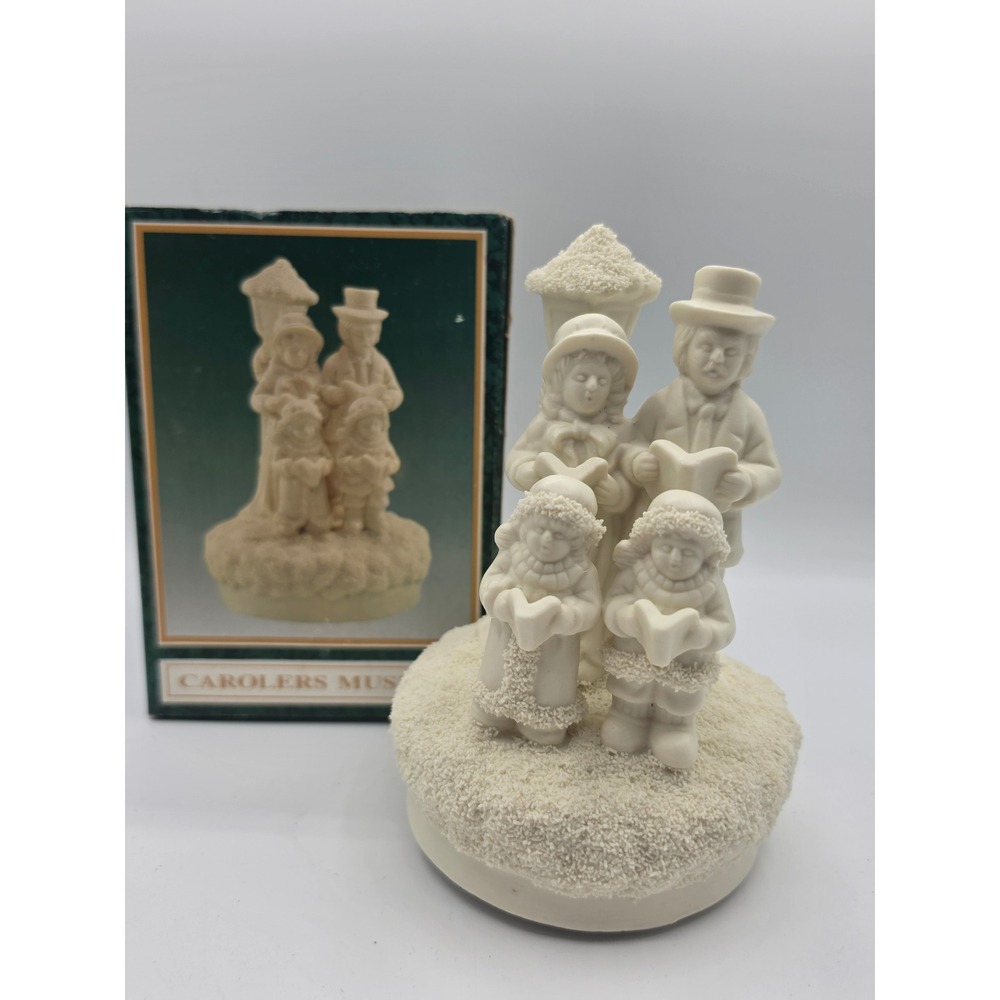 Vintage Carolers Musical Figurine Victorian Family Christmas Music Box Cream